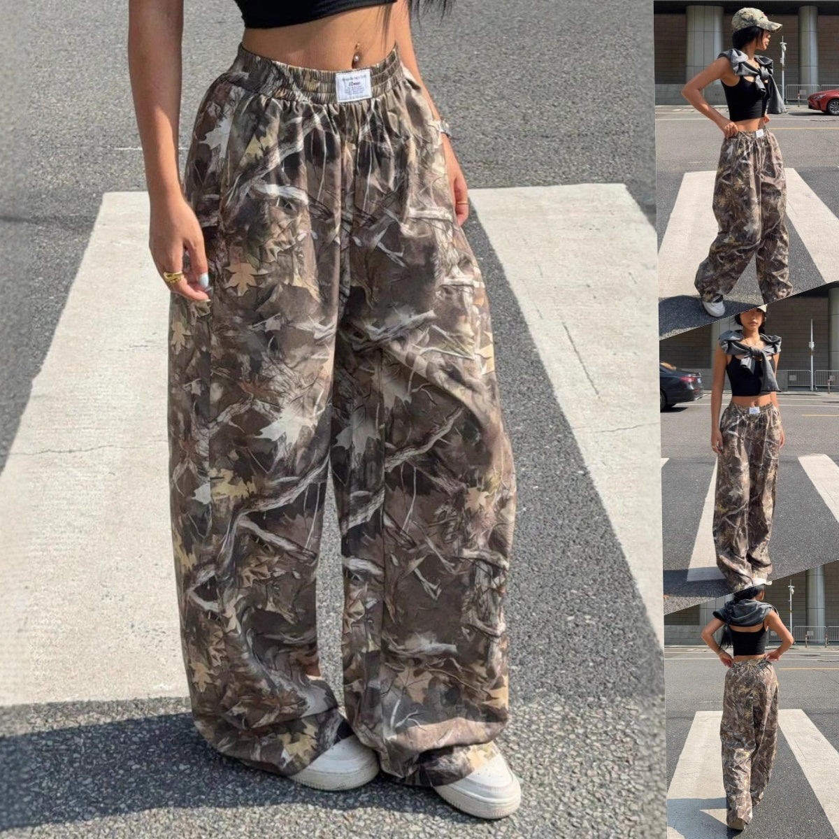 Slimming Casual Pants Hip Hop Retro Street Multi-pocket Camouflage Cargo Pants For Women Y2k Hip-hop Cargo Grunge Baggy Trousers Nocturna-Pro