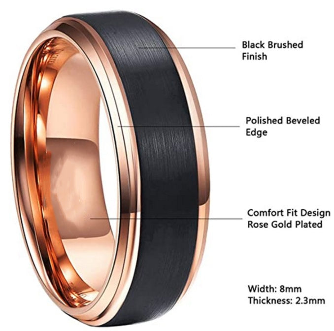 Two Tone Tungsten Steel Ring Men's Jewelry Nocturna-Pro