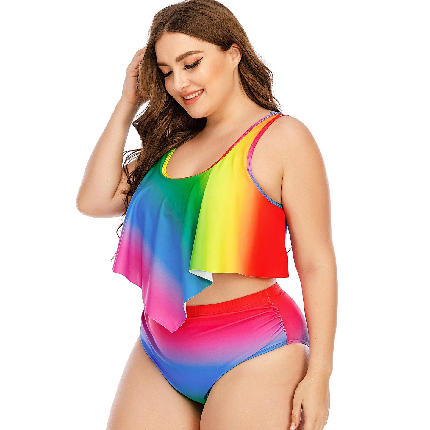 Plus Size Women's Split Rainbow Swimsuit Nocturna-Pro