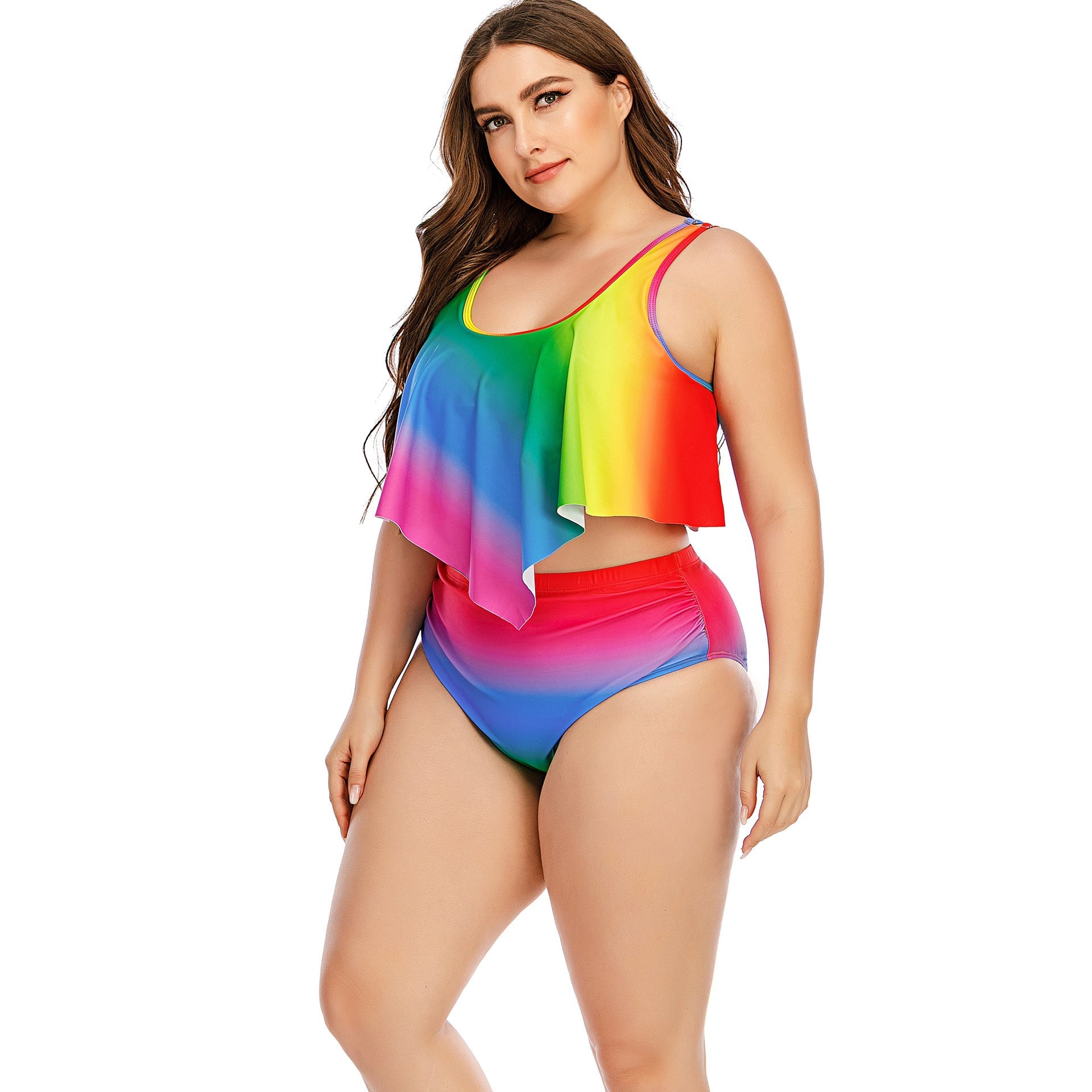 Plus Size Women's Split Rainbow Swimsuit Nocturna-Pro