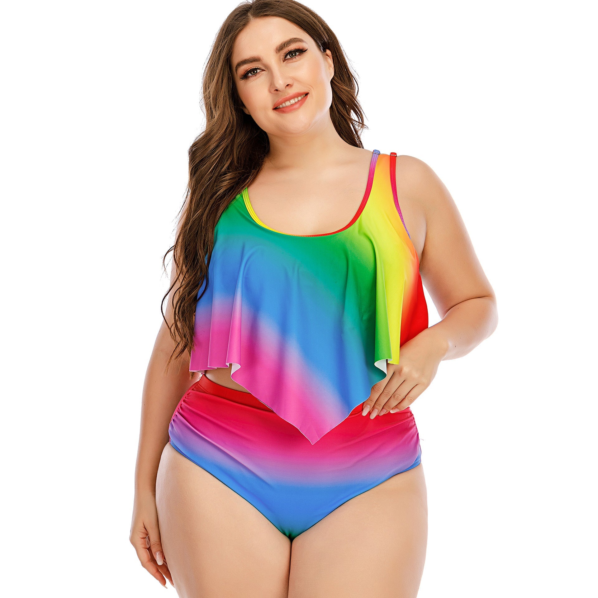 Plus Size Women's Split Rainbow Swimsuit Nocturna-Pro