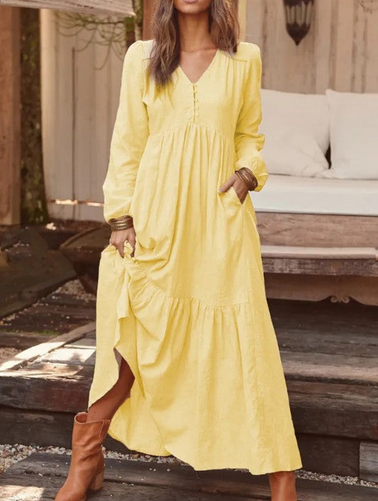 Retro Casual Long-sleeved Dress With Big Swing Dress Nocturna-Pro