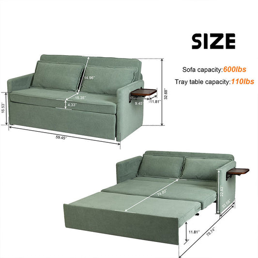Adult Sleeper Chair Bed, 3-in-1 Convertible Sofa Chair Bed Pull-out Sofa Bed, Convenient Folding Tray Table With USB And Type-C Charging Ports Modern Loveseat For Living Room Cannot Be Sold On Temu Nocturna-Pro