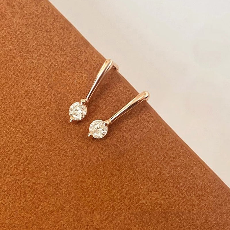 Simple Inlaid Zircon Stud Earrings Minimalist Nocturna-Pro