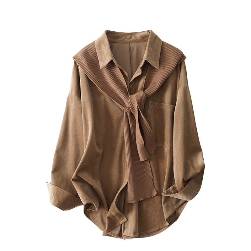 Large Size Premium And Age Reducing Knitted Shawl Shirt Nocturna-Pro
