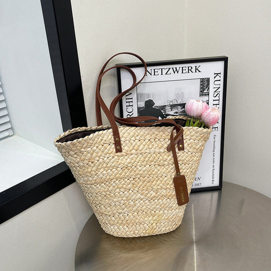 Large Capacity Straw Woven Bag Women's Woven Portable Vegetable Basket Bag Nocturna-Pro
