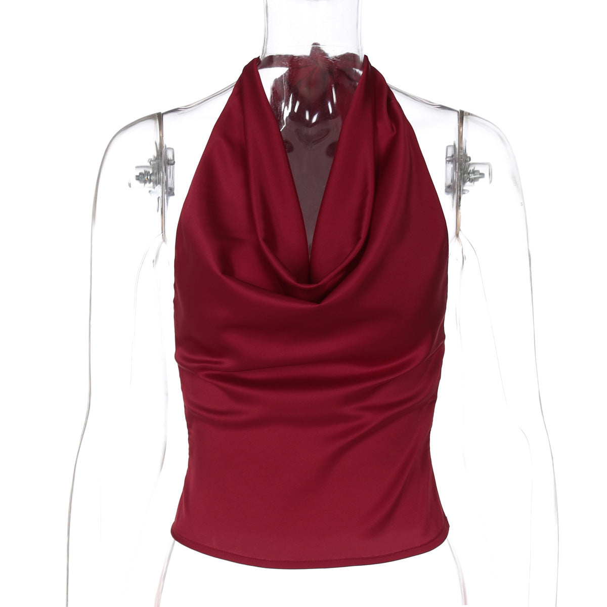 Women's Halter Backless Tank Vest Fashion Solid Color Slim Fit Tied Tube Top Nocturna-Pro