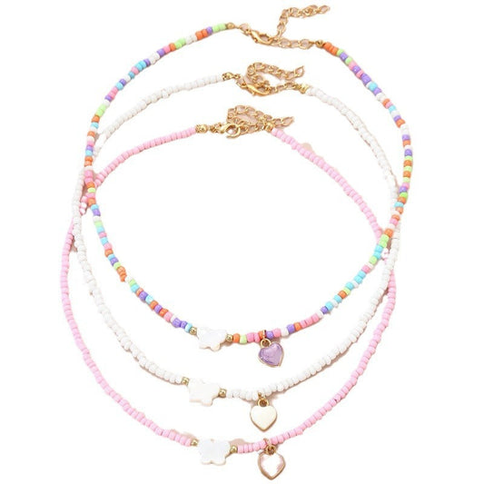 Girls Jewelry Oil Drop Butterfly Pendant Handmade Beaded Necklace Set Nocturna-Pro