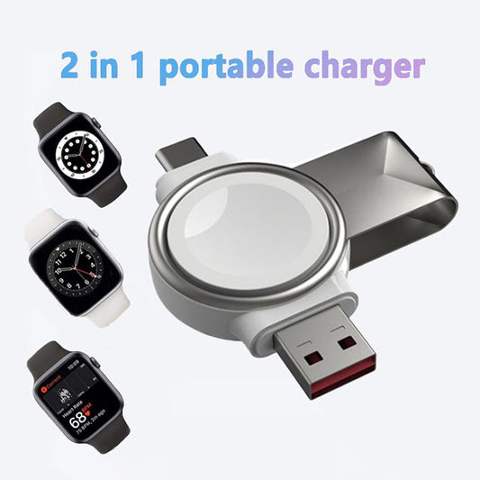 2 In 1 Magnetic Watch Wireless Charger Interface For Apple Watch IWatch Fast Charging Portable Type-C USB Nocturna-Pro