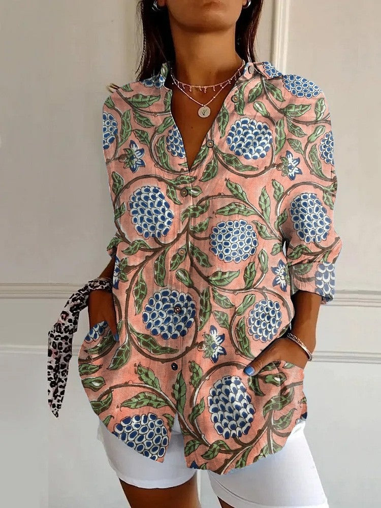 Long Sleeve Beach Travel Printed Shirt Nocturna-Pro