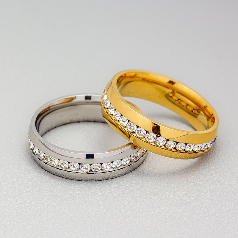 Personalized Fashion Single Row Diamond Ring Stainless Steel Nocturna-Pro