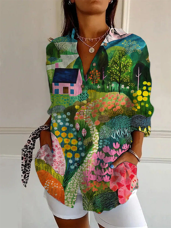Long Sleeve Beach Travel Printed Shirt Nocturna-Pro