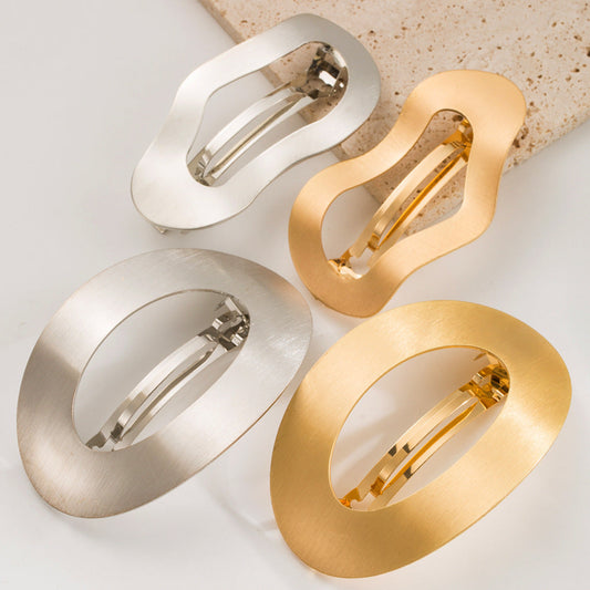 Japanese And Korean Simple Style Metal All-match Geometric Spring Clip Oval Hollow Hair Accessories Nocturna-Pro