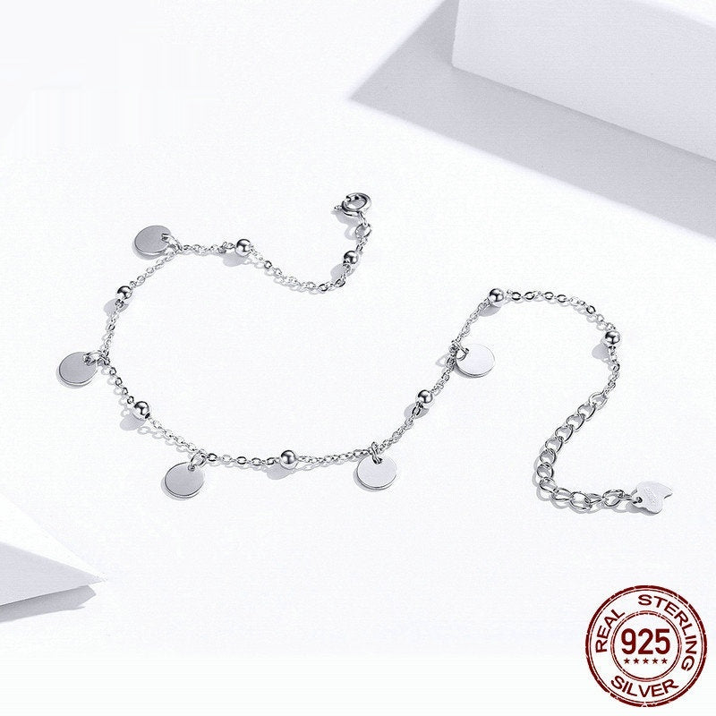 Round S925 Sterling Silver Fashion White Gold Plated Silver Anklet Nocturna-Pro