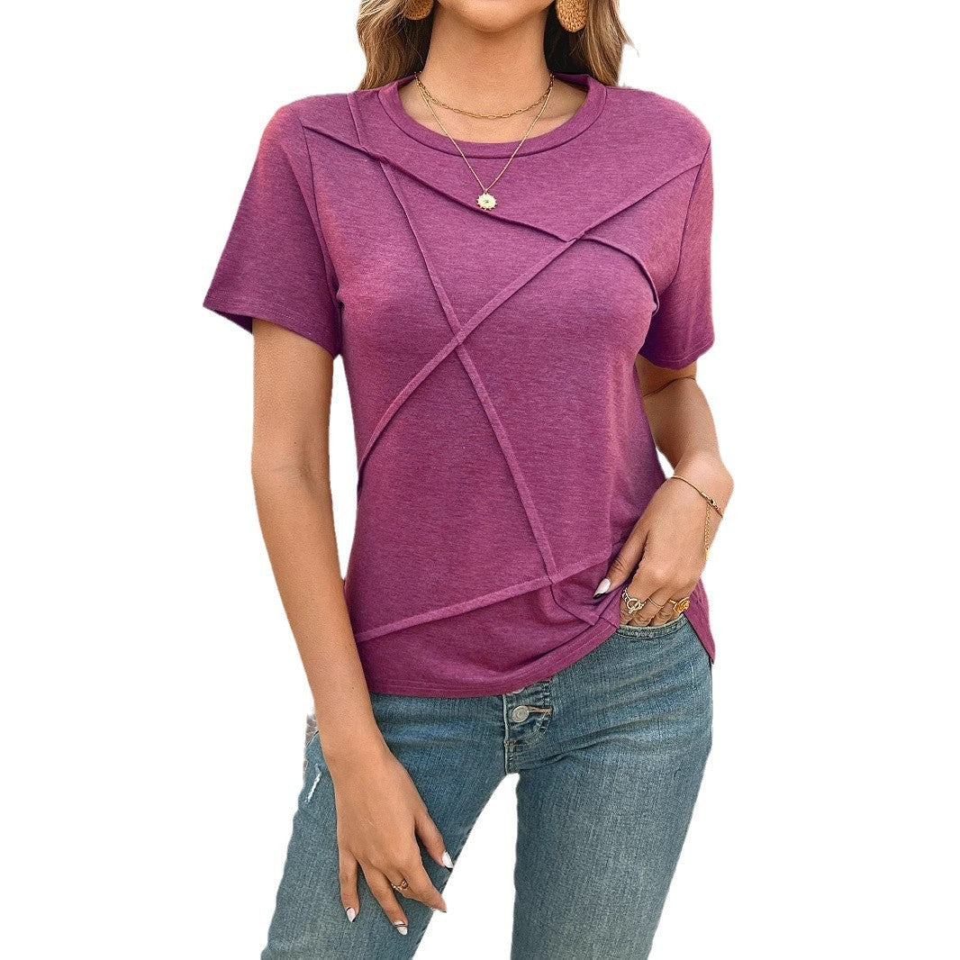 Solid Color Casual Short Sleeve T-shirt Top Nocturna-Pro