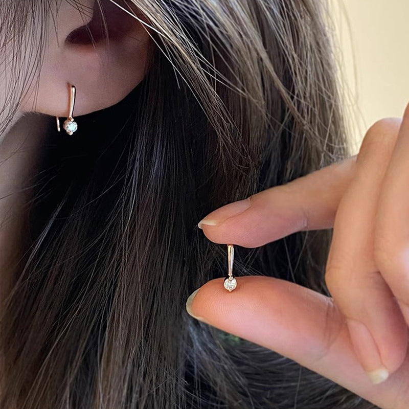 Simple Inlaid Zircon Stud Earrings Minimalist Nocturna-Pro