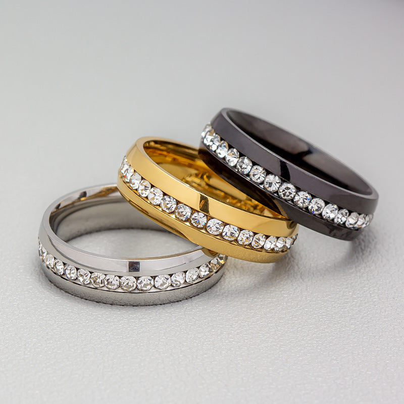 Personalized Fashion Single Row Diamond Ring Stainless Steel Nocturna-Pro