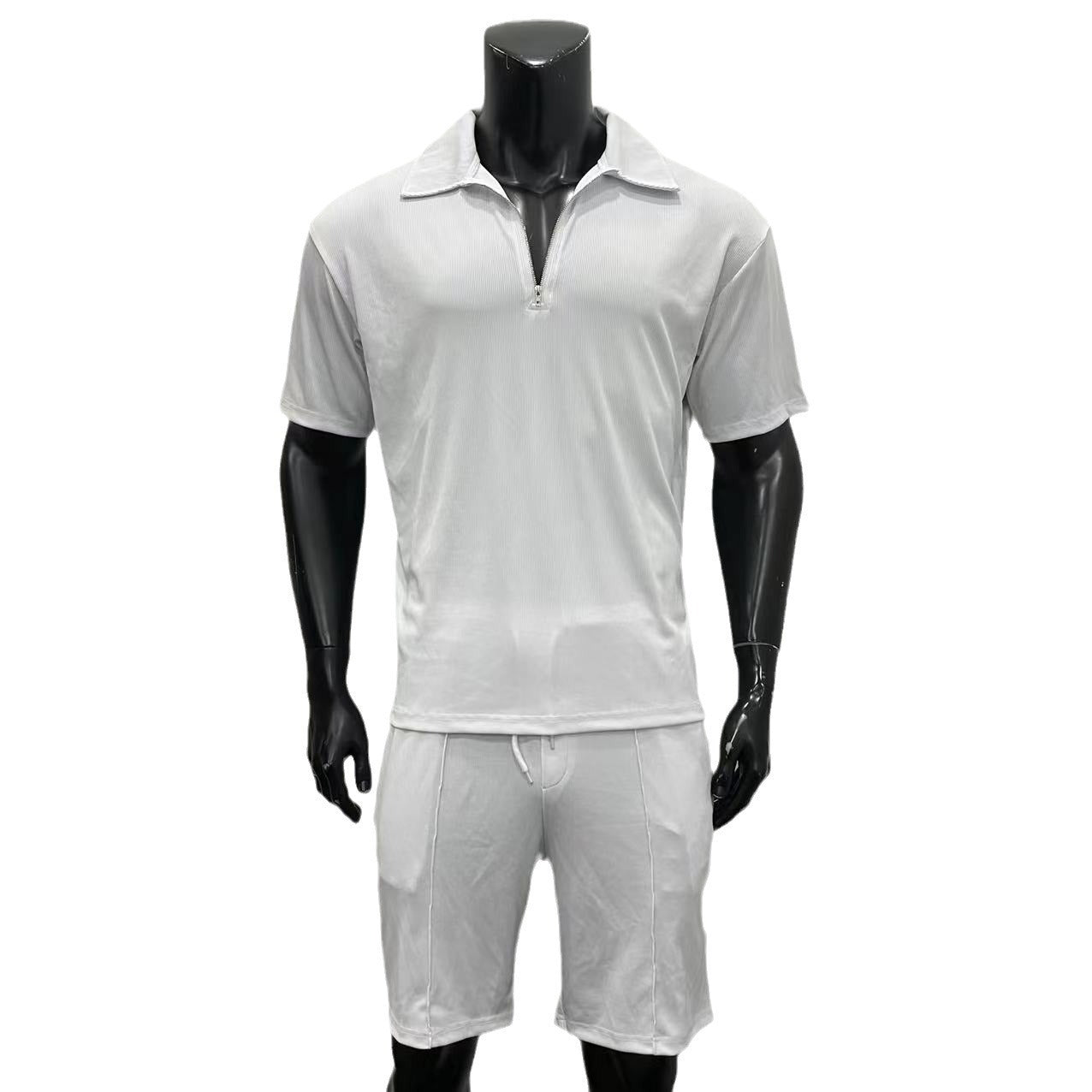 Summer Fashion Mens Clothing  Men's Suits New Zipper Polo Casual Short Sleeve Drawstring Shorts Men's Set Nocturna-Pro