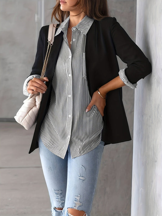 Classic Striped Casual, Business, Versatile Four Seasons Can Wear A Long-sleeved Shirt. Nocturna-Pro