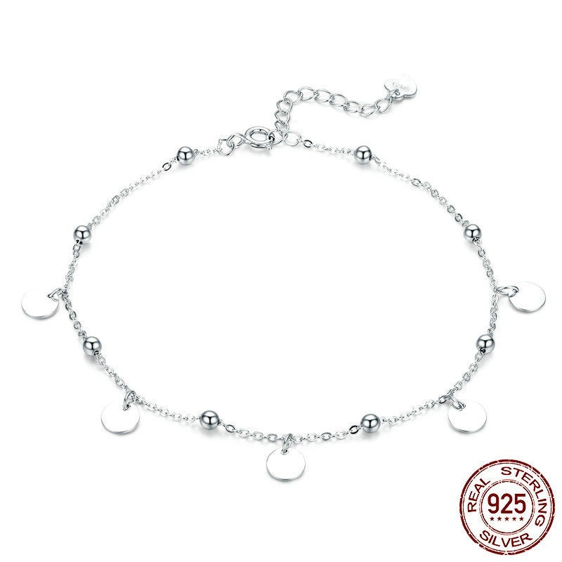 Round S925 Sterling Silver Fashion White Gold Plated Silver Anklet Nocturna-Pro