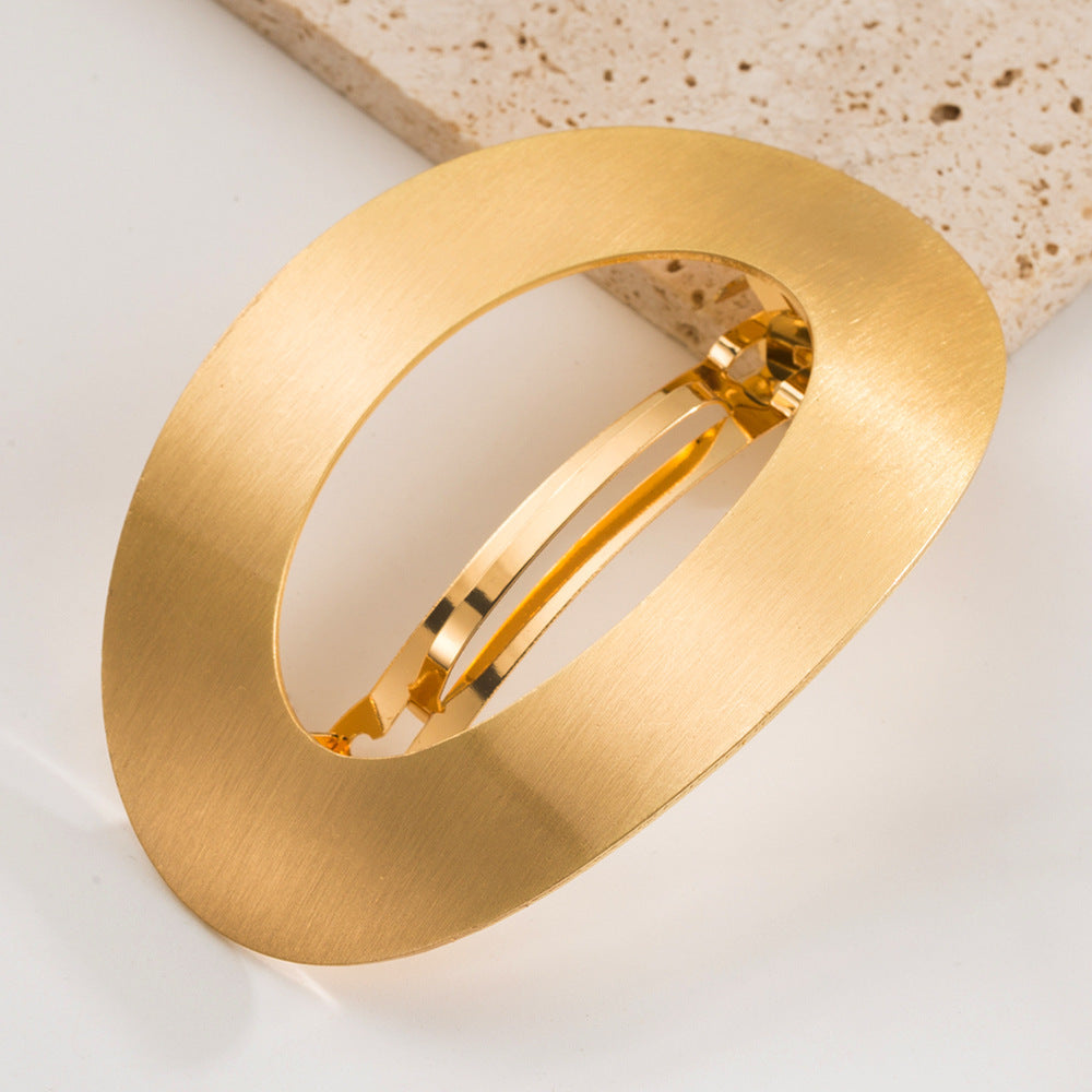 Japanese And Korean Simple Style Metal All-match Geometric Spring Clip Oval Hollow Hair Accessories Nocturna-Pro