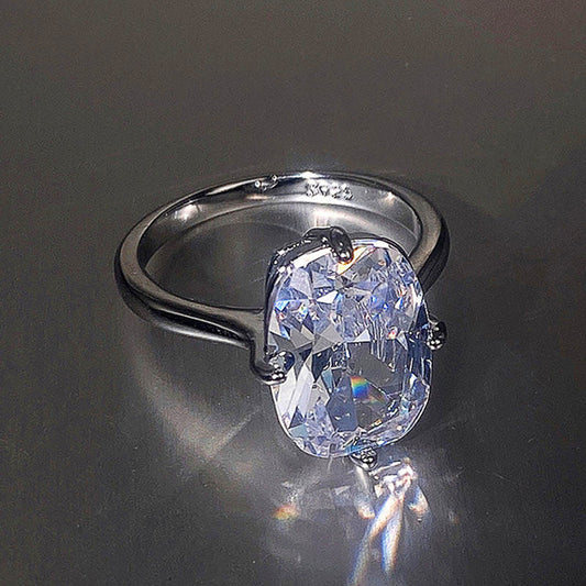 Four-claw White Square Diamond Ring Large Zircon Nocturna-Pro