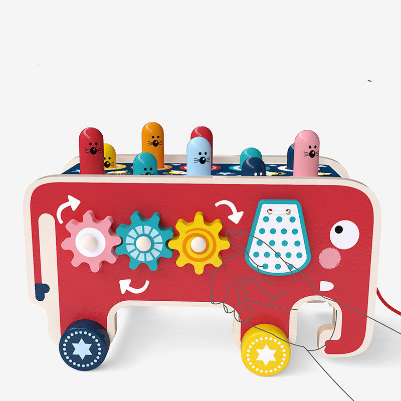 Montessori Toddlers Kids Wooden Pounding Bench Animal Bus Toys Early Educational Set Gifts For Children Toy Musical Instrument Nocturna-Pro