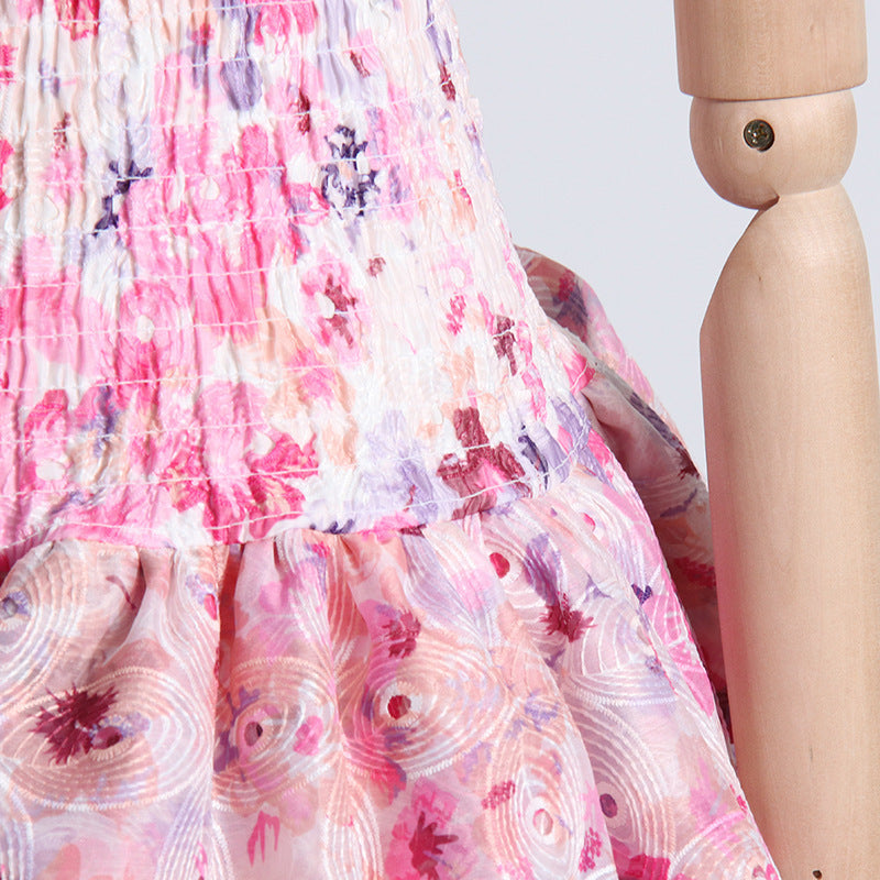 Seaside Beach Vacation Tube Top Floral Print Slim Fit Ruffled Dress Nocturna-Pro