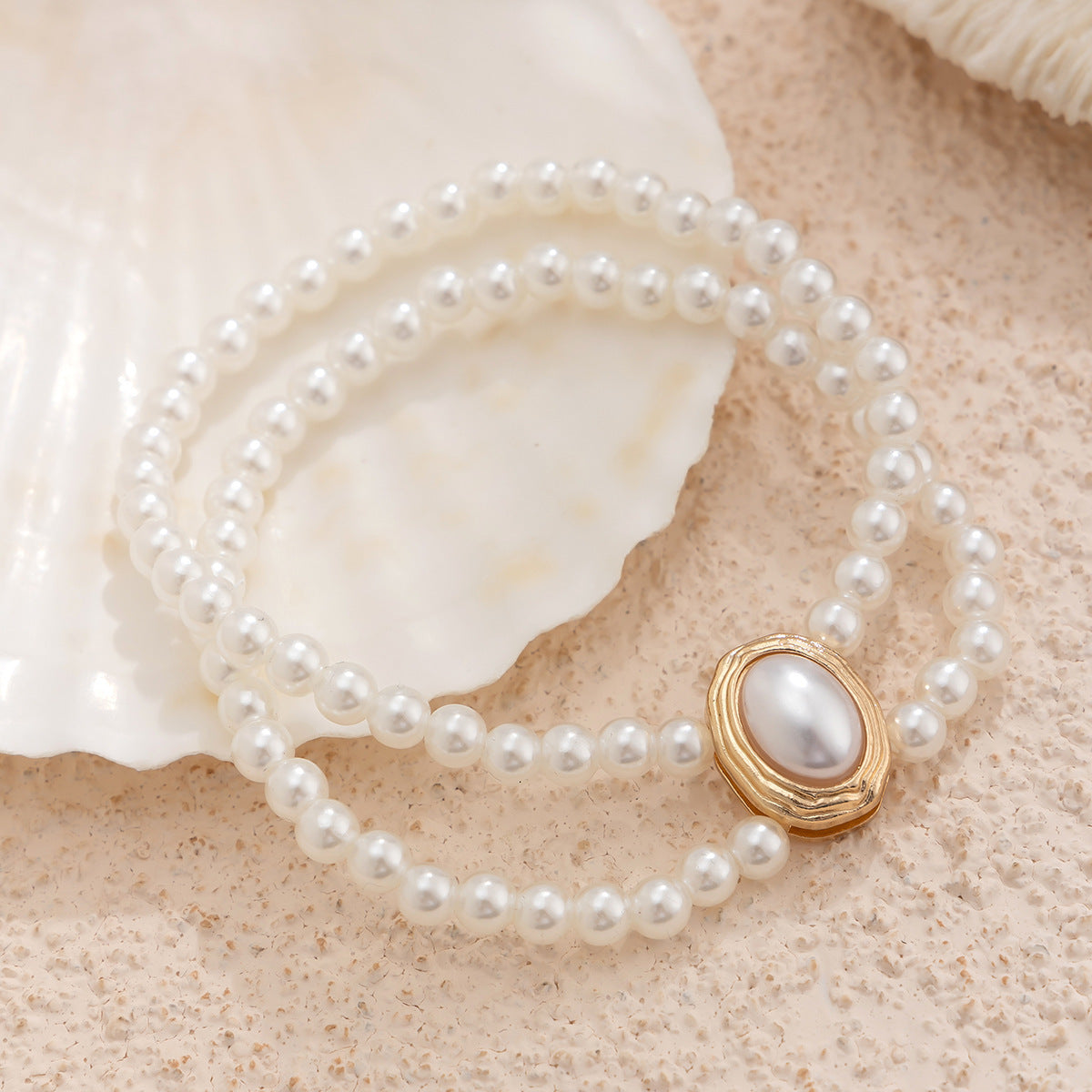 Retro Elastic Double-layer Pearl Anklet Nocturna-Pro