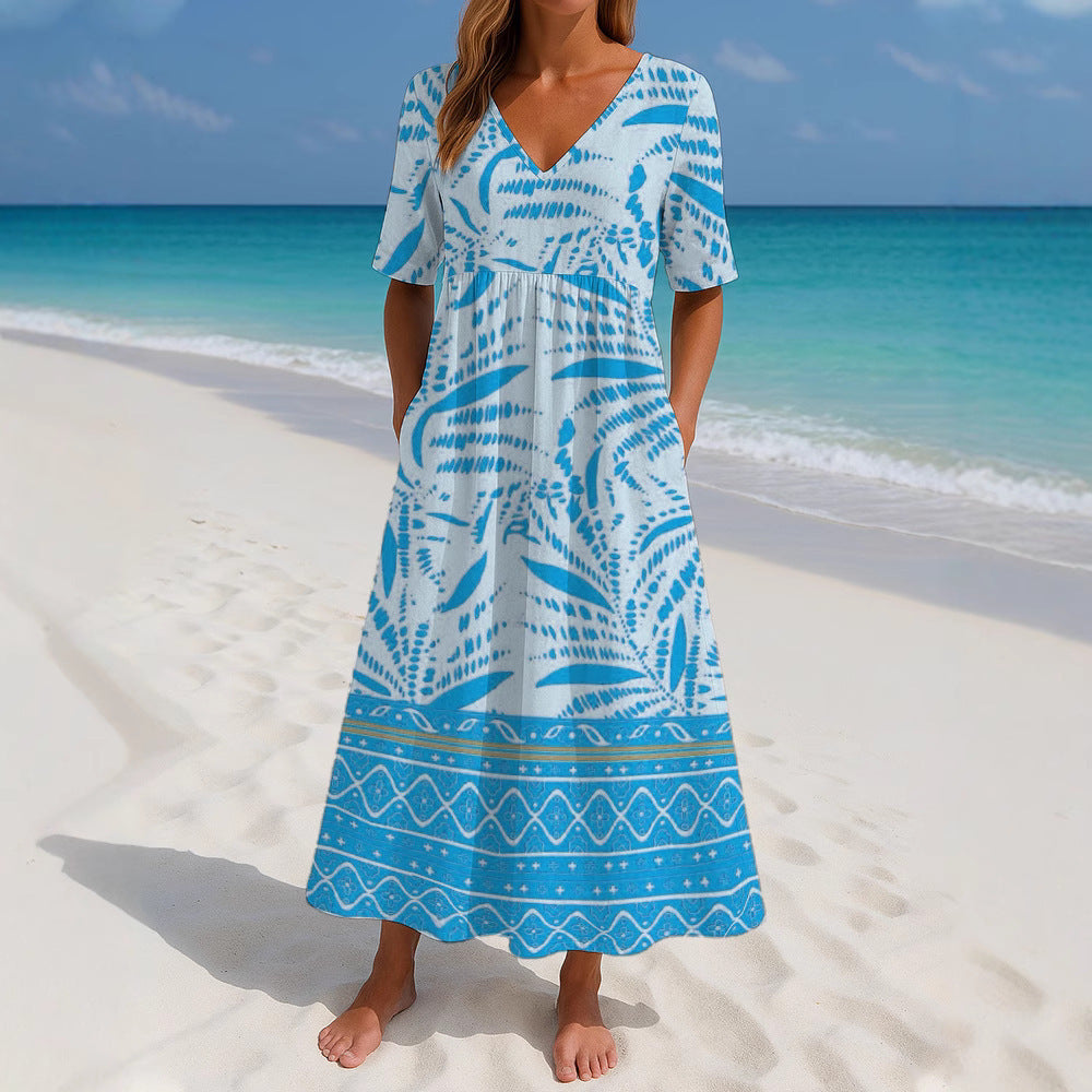 Women's Loose Fashion Printed Short Sleeve Dress Nocturna-Pro