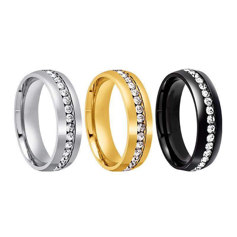 Personalized Fashion Single Row Diamond Ring Stainless Steel Nocturna-Pro
