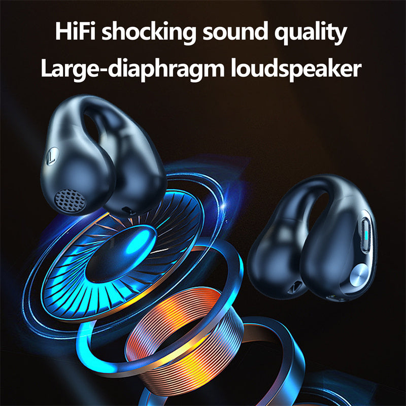 Bone Conduction Headphones TWS Earbuds Ear Clip Bluetooth 5.3 Touch Wireless Earphone In-Ear Bass HIFI Sports Headset Nocturna-Pro