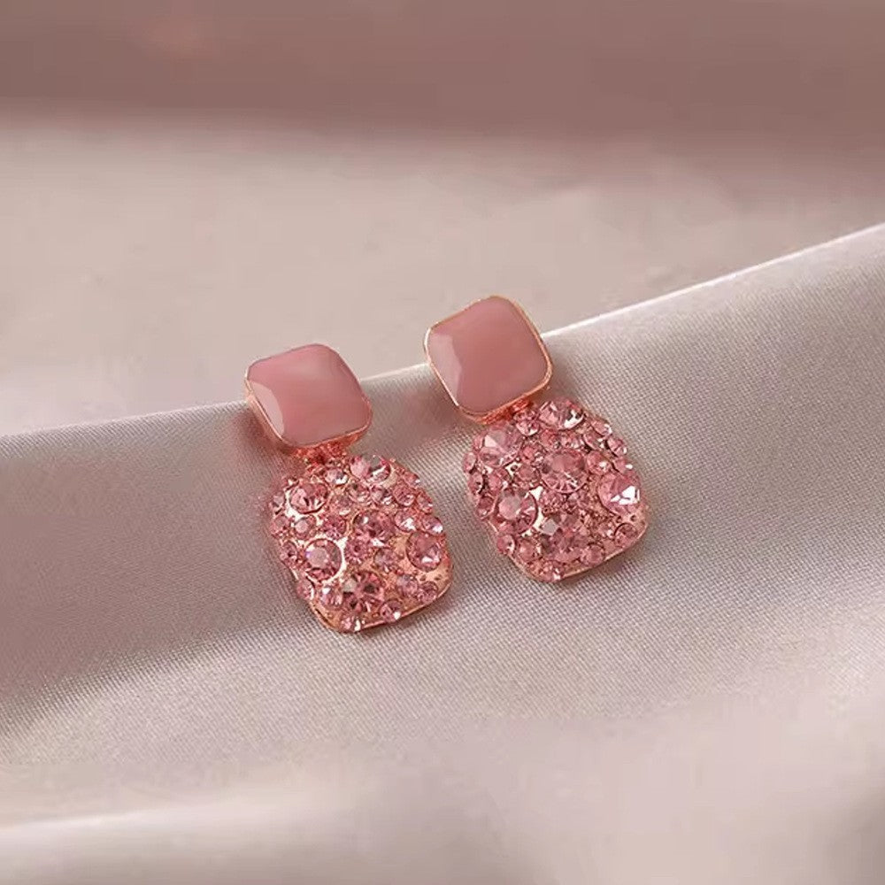 Rhinestone Cube Earrings Ins Fashion Temperament Geometric Earrings Nocturna-Pro