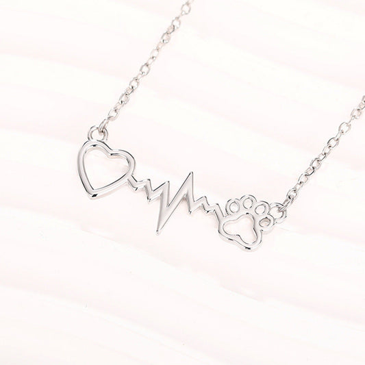 Cat Paw Necklace Heartbeat Chart Nocturna-Pro