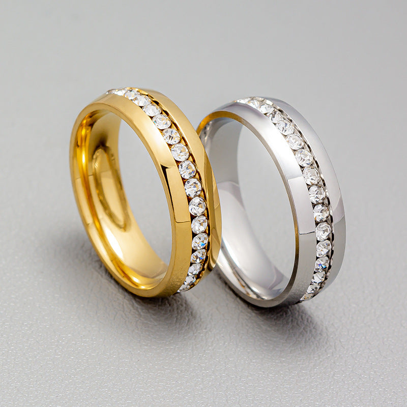 Personalized Fashion Single Row Diamond Ring Stainless Steel Nocturna-Pro
