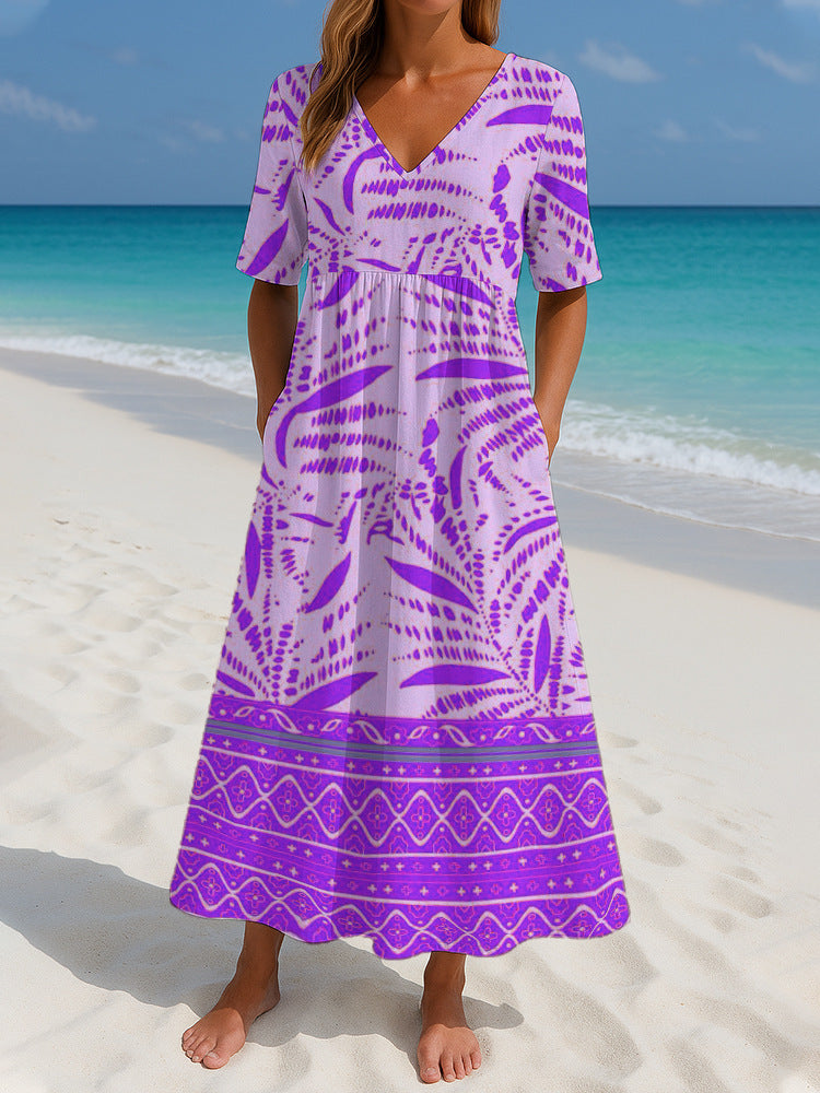 Women's Loose Fashion Printed Short Sleeve Dress Nocturna-Pro
