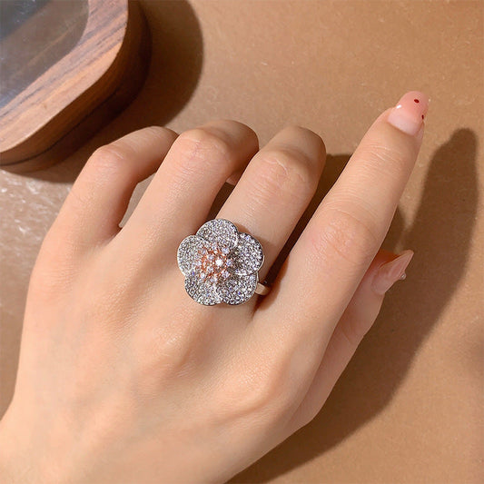Zircon Shining Flowers Set Rings Simple Nocturna-Pro