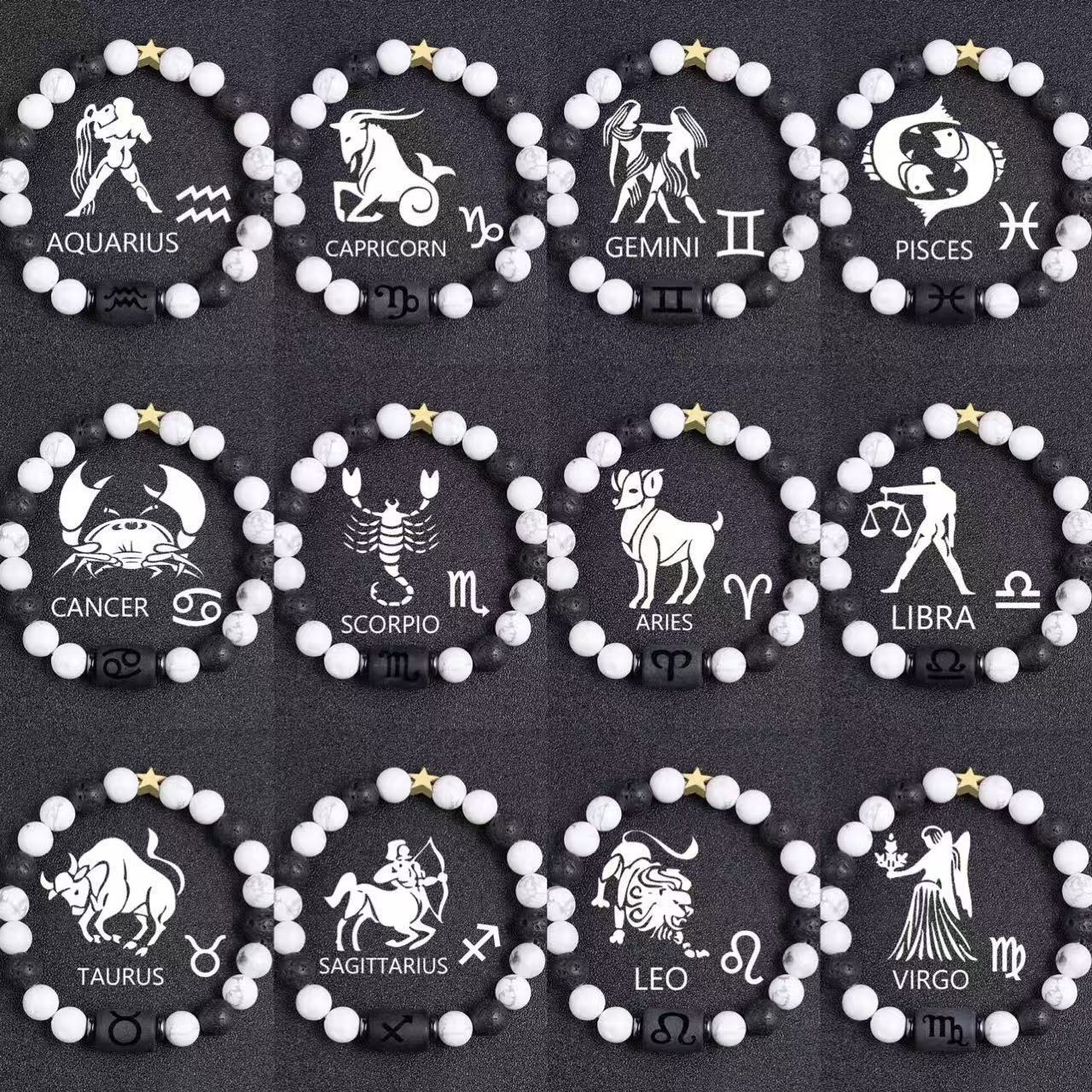White-barked Pine Volcanic Rock String Beads And Round All-match Bracelet Beads Nocturna-Pro