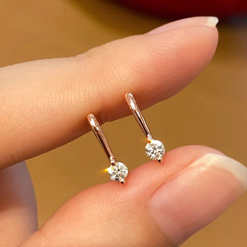 Simple Inlaid Zircon Stud Earrings Minimalist Nocturna-Pro