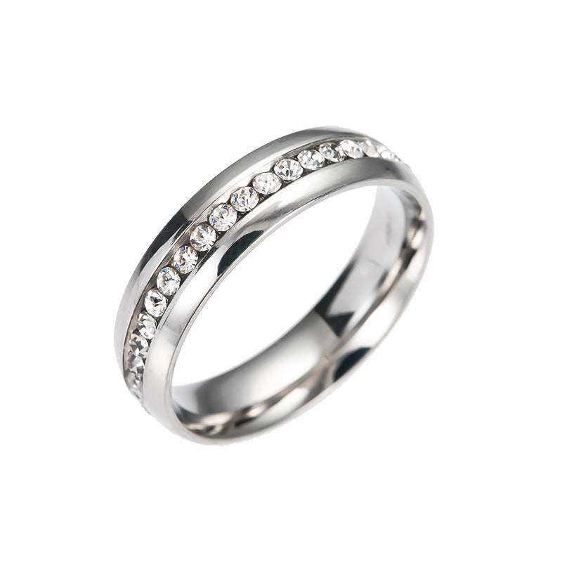 Personalized Fashion Single Row Diamond Ring Stainless Steel Nocturna-Pro