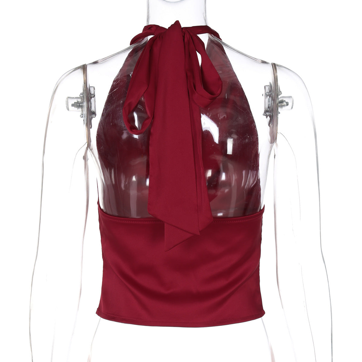 Women's Halter Backless Tank Vest Fashion Solid Color Slim Fit Tied Tube Top Nocturna-Pro