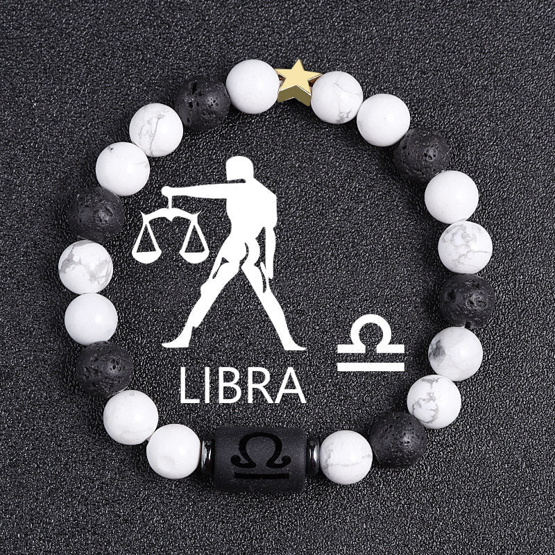 White-barked Pine Volcanic Rock String Beads And Round All-match Bracelet Beads Nocturna-Pro