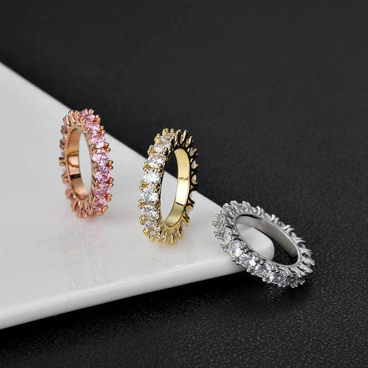 Hip Hop 4mm Single Row Zircon Ring For Men Nocturna-Pro