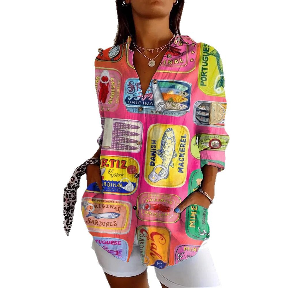 Long Sleeve Beach Travel Printed Shirt Nocturna-Pro