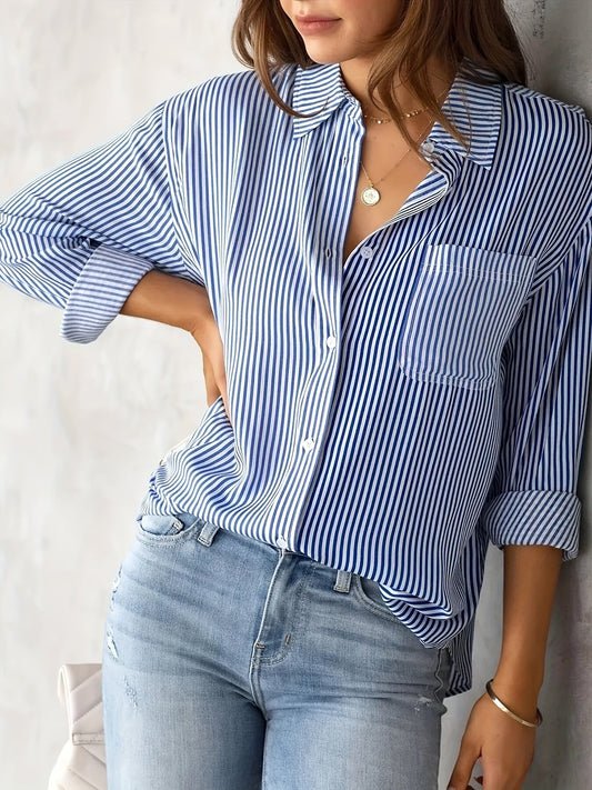 Classic Striped Casual, Business, Versatile Four Seasons Can Wear A Long-sleeved Shirt. Nocturna-Pro