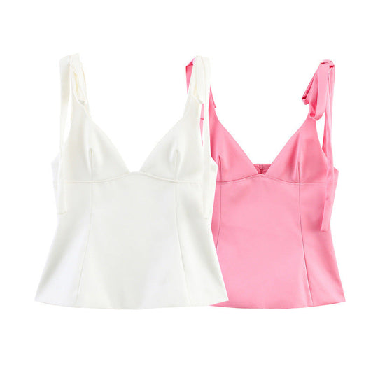 Bowknot Decoration Silk Satin Camisole Top Nocturna-Pro