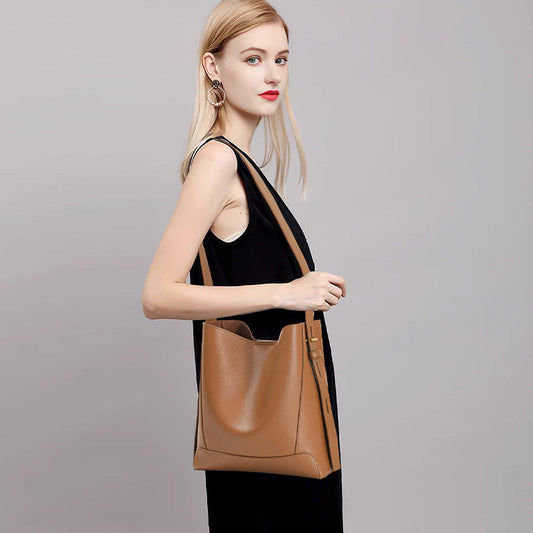 Shoulder Capacity Women's Leather Height Cross Body Bucket Bag Nocturna-Pro