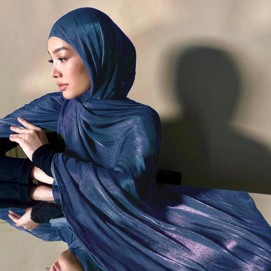 Solid Color Thin Travel Sun Protection Shawl Linen Plain Satin Scarf Nocturna-Pro