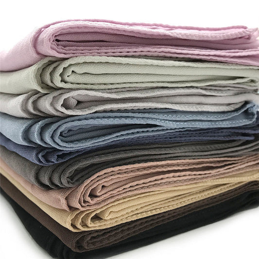 Women's Pure Color Pearl Chiffon Bubble Scarf Gauze Scarf Nocturna-Pro
