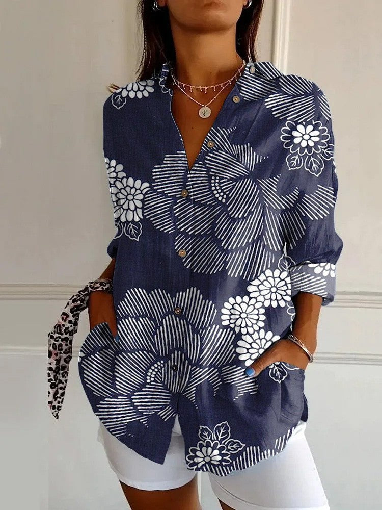 Long Sleeve Beach Travel Printed Shirt Nocturna-Pro